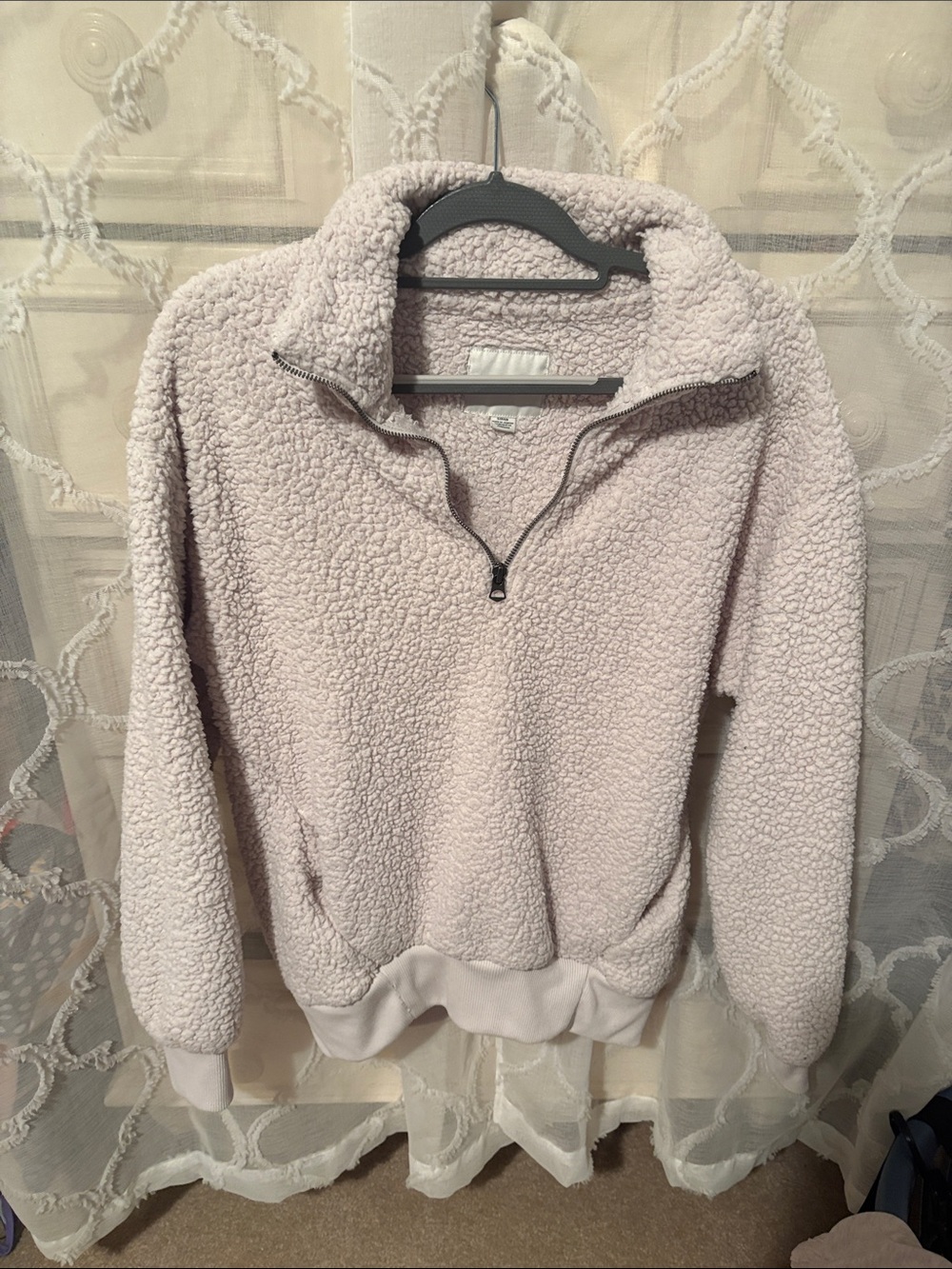 American Eagle Outfitters Plush Sherpa Pullover in Light Cream